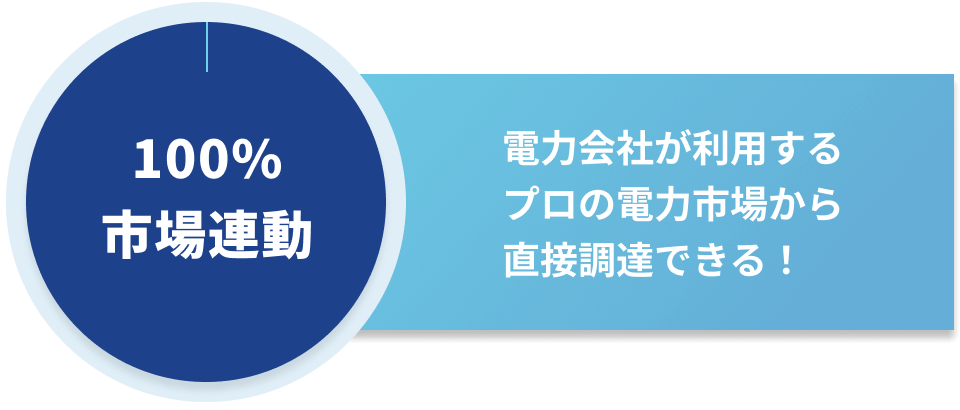 100%市場連動 電力会社が利用するプロの電力市場から直接調達できる!
